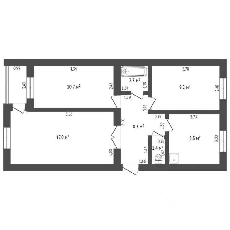 3-к кв. Амурская область, Сковородино ул. Василевского, 1 (58.4 м) - Фото 2