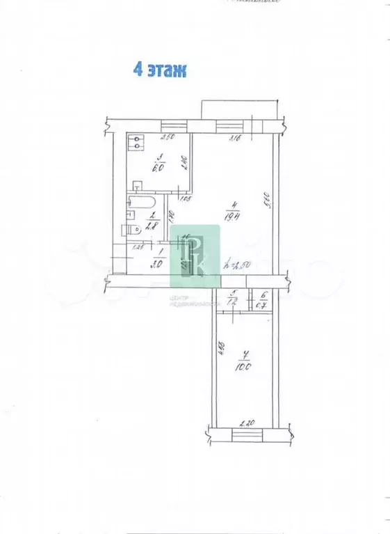 2-к. квартира, 43,6 м, 4/5 эт. - Фото 0