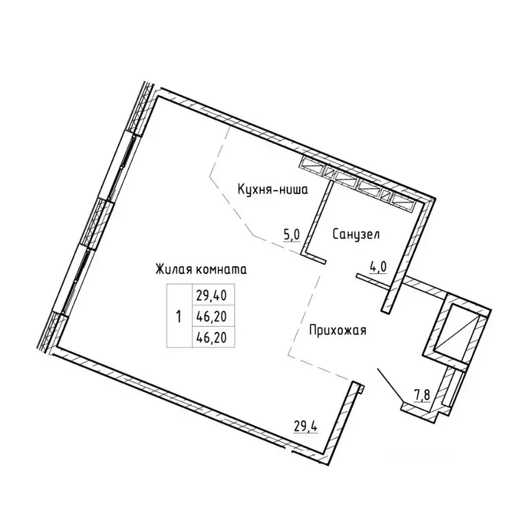 1-к кв. Приморский край, Владивосток Снеговая Падь мкр,  (46.2 м) - Фото 1