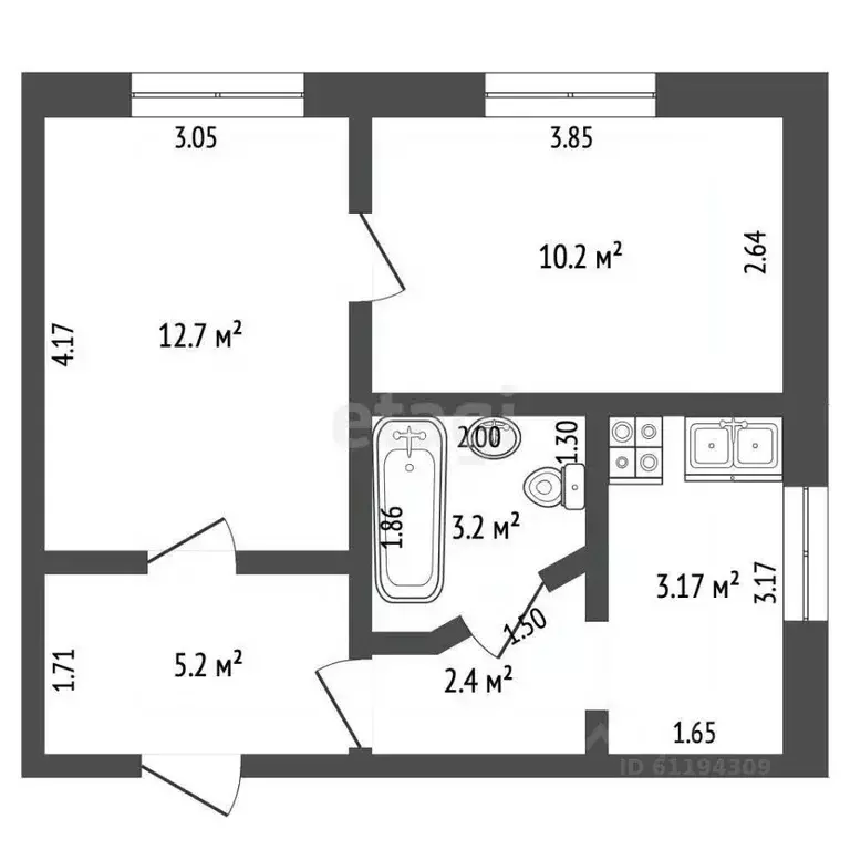 2-к кв. Мордовия, Саранск Студенческая ул., 9 (39.0 м) - Фото 1
