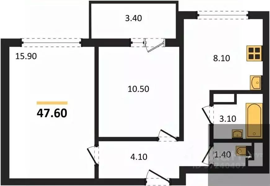 2-к кв. Воронежская область, Воронеж ул. Шибилкина, 9 (47.6 м) - Фото 1