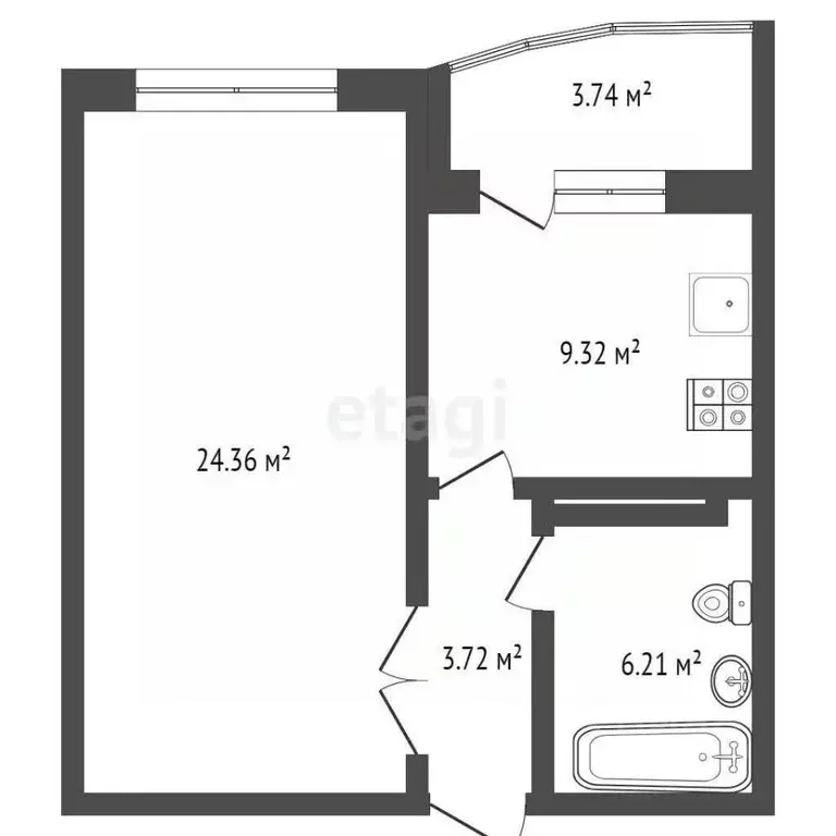 1-к кв. Тюменская область, Тюмень ул. Московский Тракт, 152 (43.5 м) - Фото 2