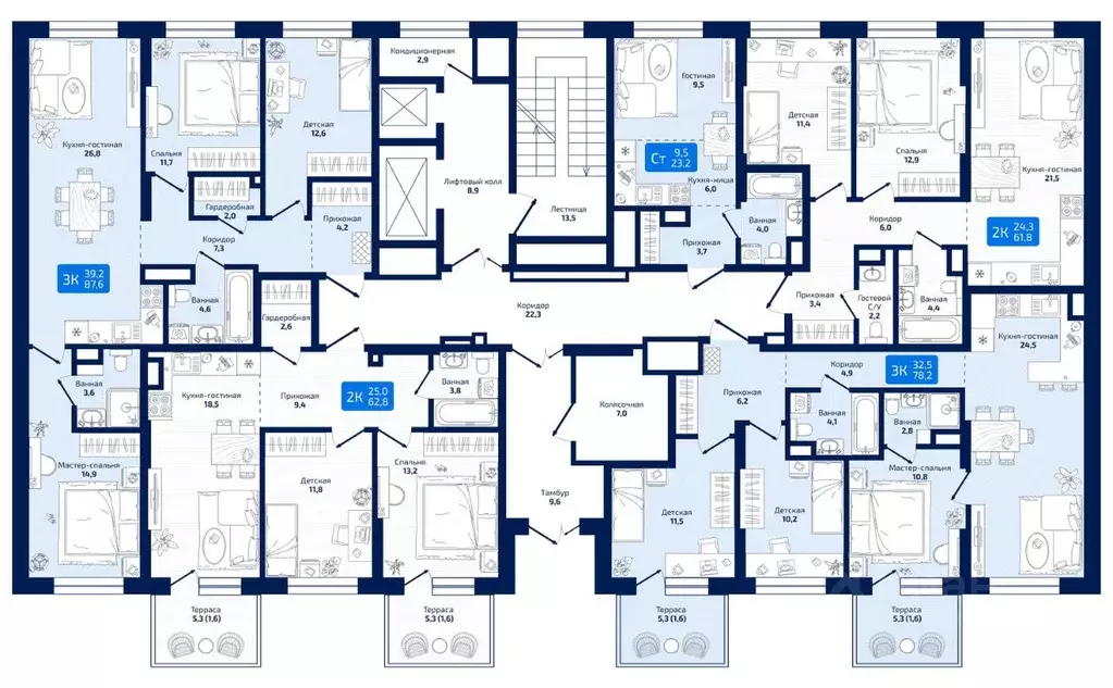 3-к кв. Самарская область, Самара ул. 8-я Радиальная, 31 (78.0 м) - Фото 2