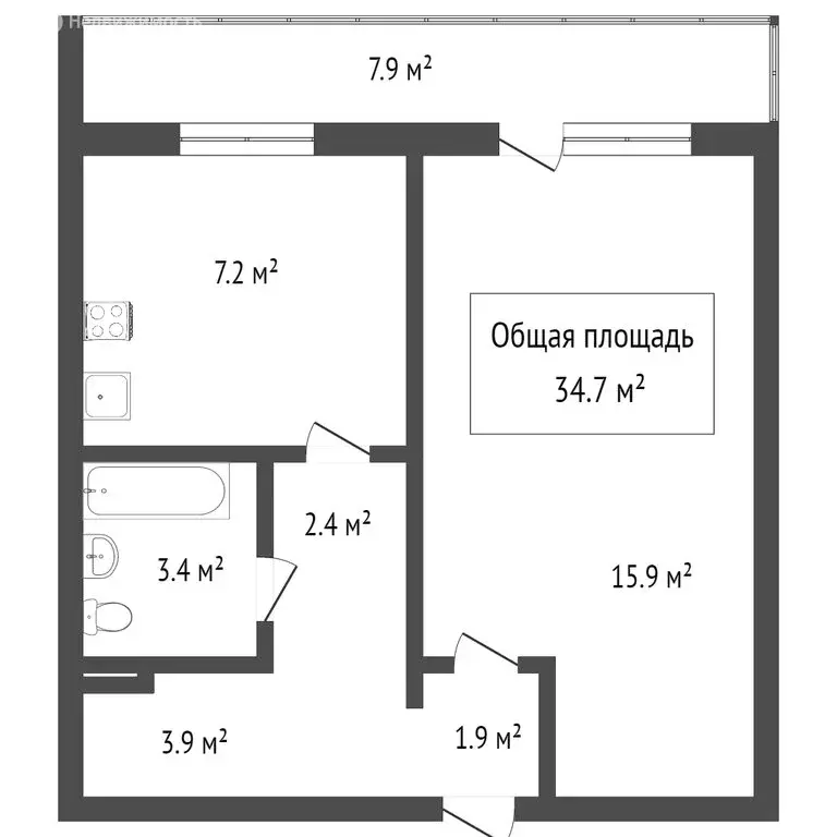 1-комнатная квартира: Томск, Нефтяная улица, 11 (42 м) - Фото 0