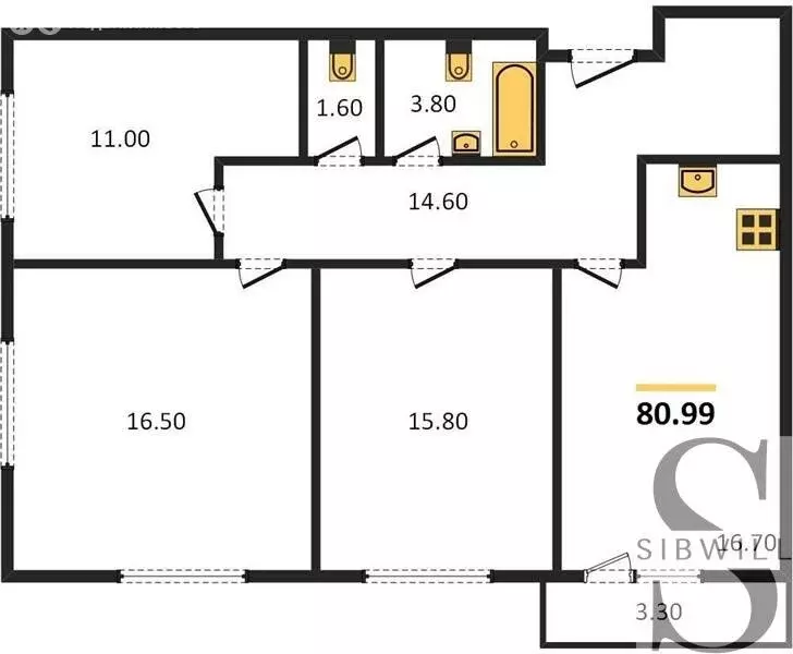 3-комнатная квартира: Новосибирск, улица Коминтерна, 130 (80.99 м) - Фото 0