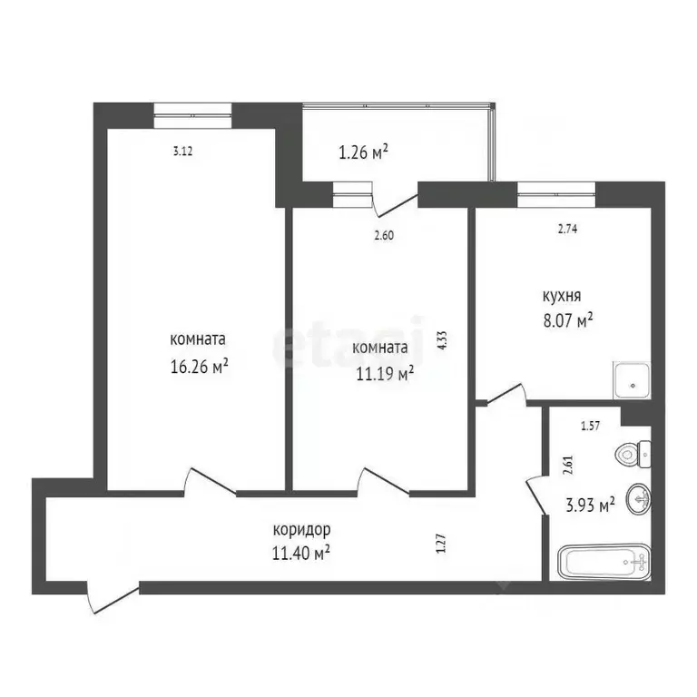 2-к кв. Красноярский край, Дивногорск Школьная ул., 23 (50.9 м) - Фото 1