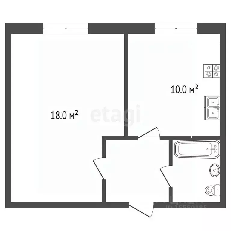 1-к кв. Самарская область, Новокуйбышевск просп. Мира, 6Д (36.4 м) - Фото 2
