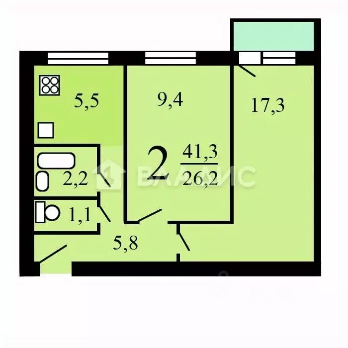 2-к кв. Москва Халтуринская ул., 13 (41.3 м) - Фото 1
