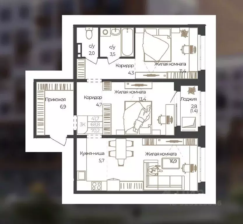 3-к кв. Алтай, Майминский район, с. Майма ул. М. Глухарева, 32 (70.2 ... - Фото 1