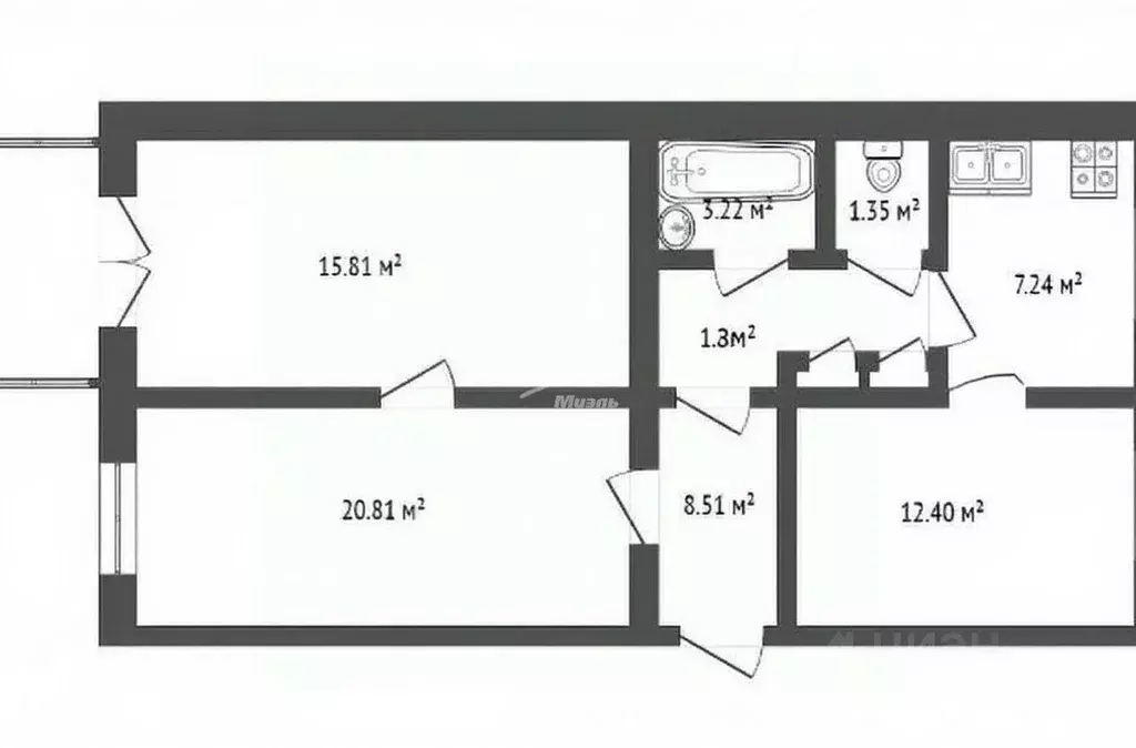 3-к кв. Севастополь ул. Ленина, 33 (70.0 м) - Фото 2