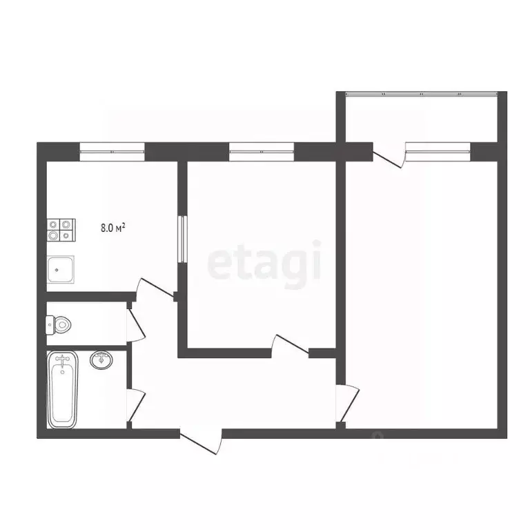2-к кв. Тамбовская область, Тамбов ул. Карла Маркса, 176 (52.6 м) - Фото 1