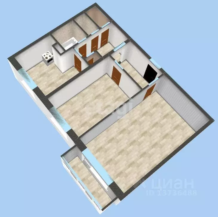 2-к кв. Амурская область, Райчихинск Пионерская ул., 64А (54.7 м) - Фото 2