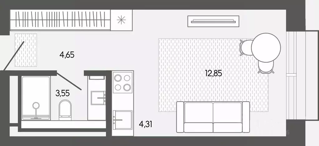Студия Алтай, Майминский район, пос. Карлушка  (25.36 м) - Фото 1