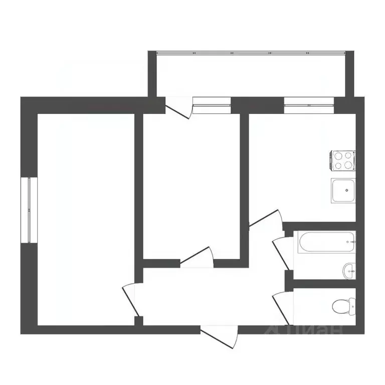 2-к кв. Тюменская область, Тюмень Заречный проезд, 14 (53.6 м) - Фото 2