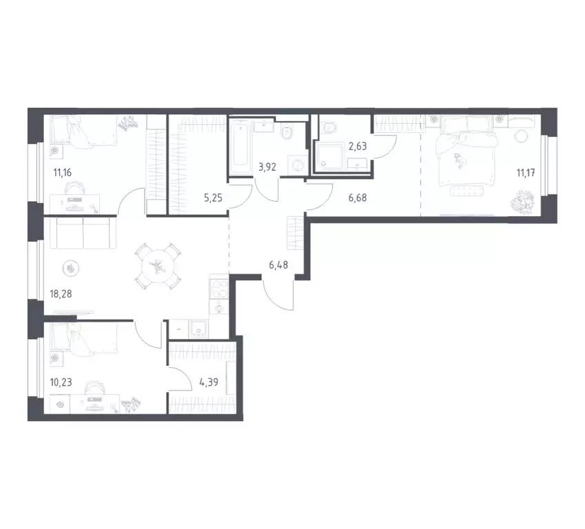 3-комнатная квартира: посёлок городского типа Заречье, ЖК Заречье ... - Фото 1