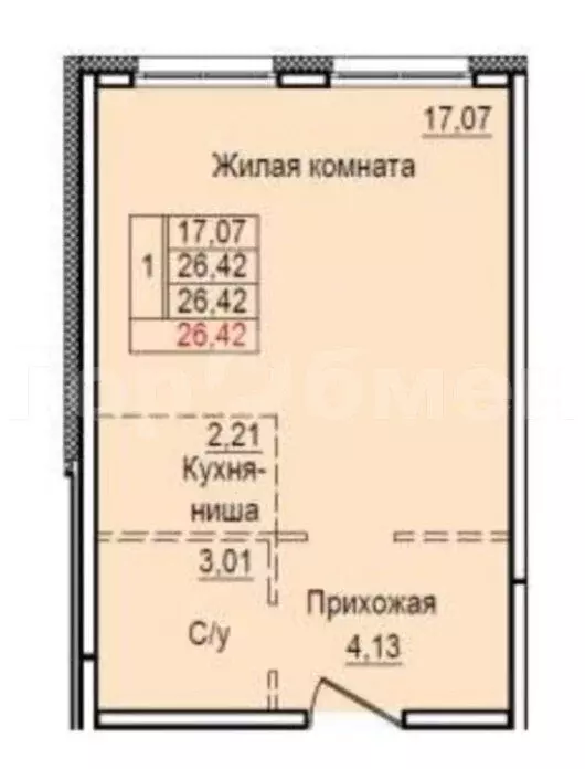 Квартира-студия: деревня Глухово, Романовская улица, 19 (26.4 м) - Фото 0