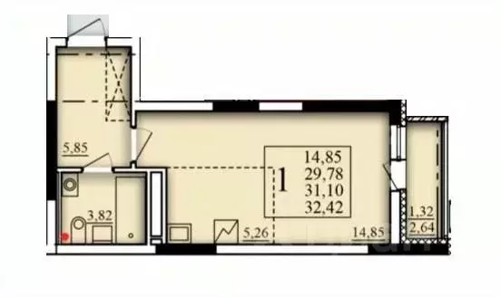 Студия Башкортостан, Уфа Затон-Восточный жилрайон, Паруса жилой ... - Фото 1