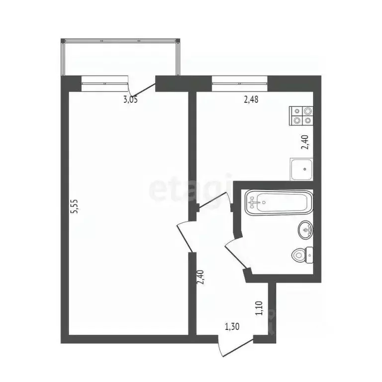 1-к кв. Крым, Сакский район, с. Орехово просп. 60 лет СССР (31.5 м) - Фото 2