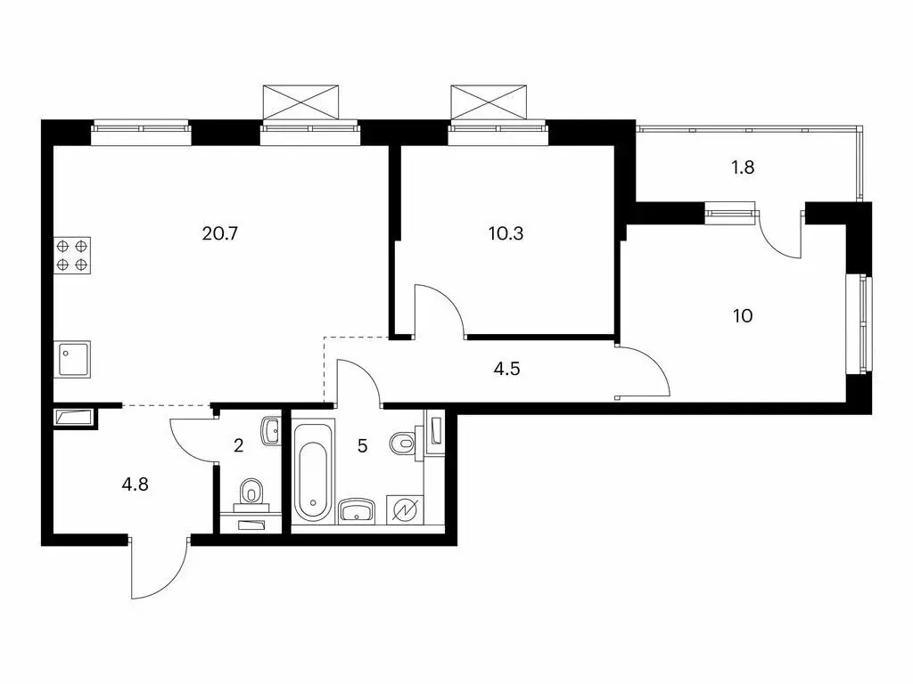 2-комнатная квартира: Южно-Сахалинск, улица имени Владимира ... - Фото 1