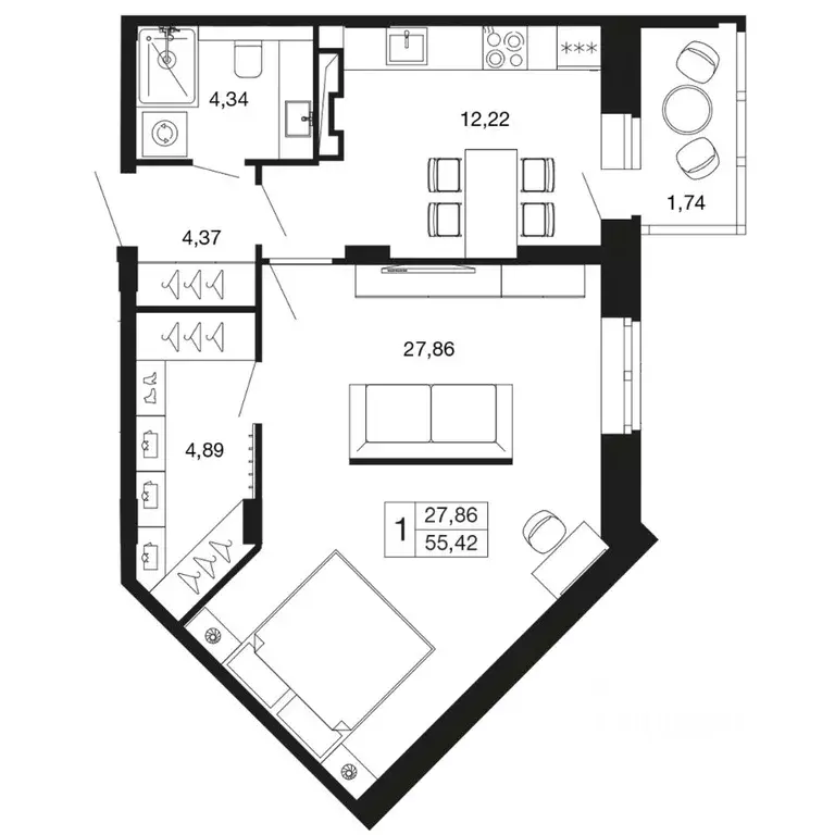 1-к кв. Московская область, Апрелевка Наро-Фоминский городской округ, ... - Фото 1