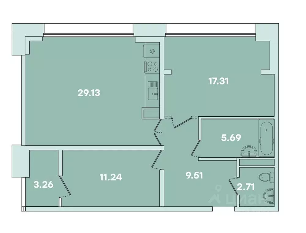 2-к кв. Иркутская область, Иркутск ул. Петрова, 16 (78.85 м) - Фото 0