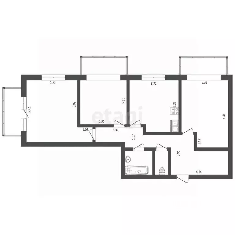 3-к кв. Вологодская область, Вологда Народная ул., 24 (84.0 м) - Фото 2