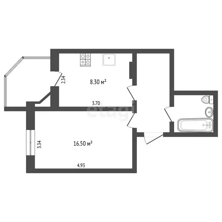 1-комнатная квартира: Тюмень, улица Муравленко, 9 (34.7 м) - Фото 1
