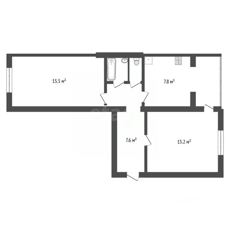 2-к кв. Калужская область, Балабаново Боровский район, Московская ул., ... - Фото 2