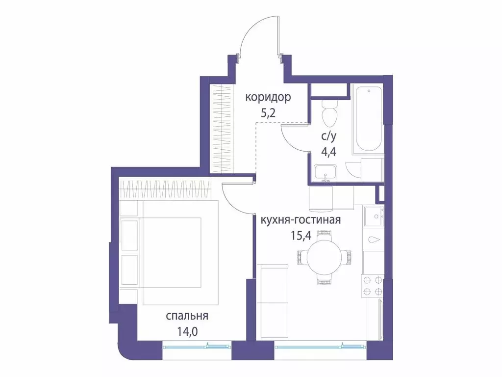 1-комнатная квартира: Москва, ЮВАО, район Лефортово, ЖК Символ (39 м) - Фото 1