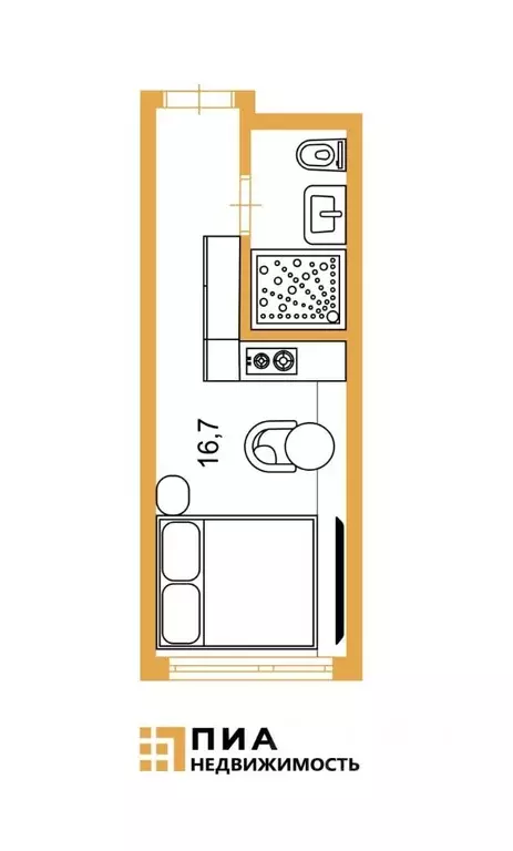 Студия Санкт-Петербург ул. Салова, 61 (16.7 м) - Фото 2