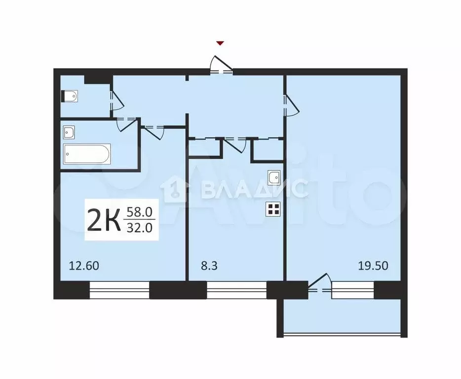 2-к. квартира, 58 м, 7/9 эт. - Фото 0