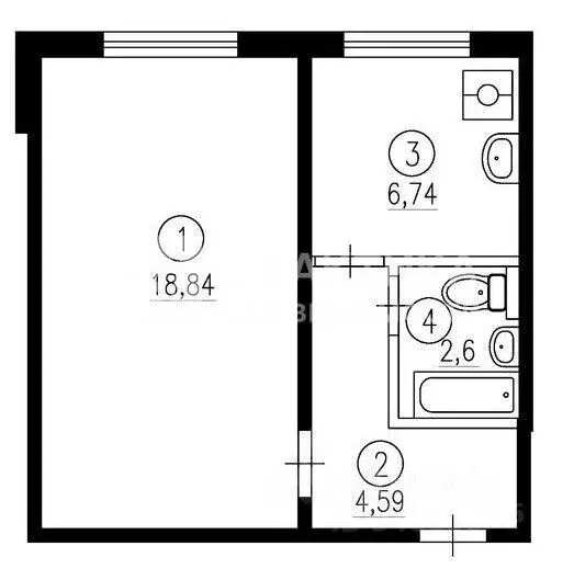 1-к кв. Москва ул. Подольских Курсантов, 12К1 (32.5 м) - Фото 2