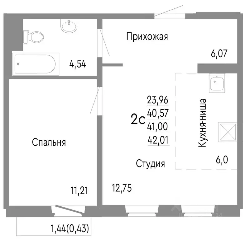 2-к кв. Челябинская область, Челябинск Нефтебазовая ул., 1к2 (41.0 м) - Фото 0