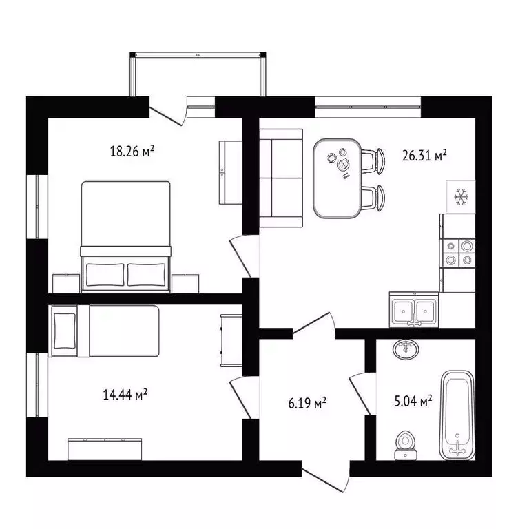 2-комнатная квартира: Бердск, ул. Ленина, 124 (67.5 м) - Фото 1
