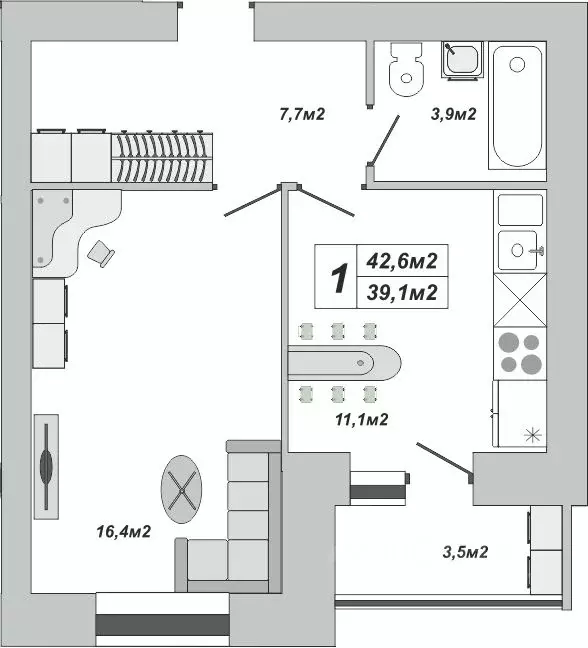 1-к кв. Тамбовская область, Тамбов ул. Чичерина, 7/1к3 (42.6 м) - Фото 0