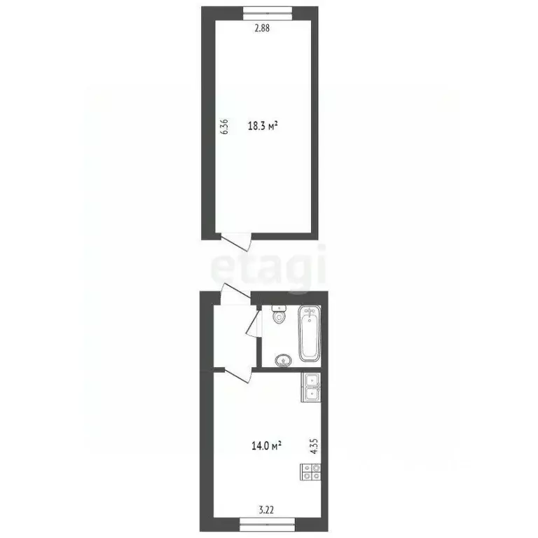 1-к кв. Крым, Бахчисарайский район, с. Долинное ул. Ленина, 26 (37.1 ... - Фото 2