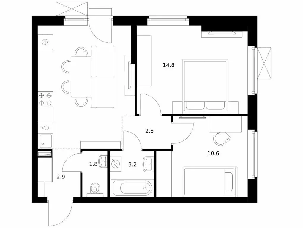 2-комнатная квартира: Казань, ЖК Нокса Парк (53.5 м) - Фото 0