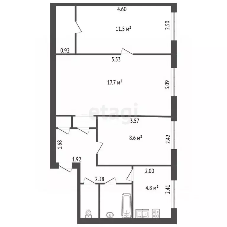3-к кв. Санкт-Петербург просп. Тореза, 21 (53.9 м) - Фото 1