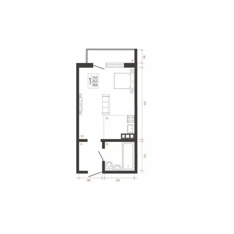 1-к кв. Иркутская область, Иркутск Сарафановская ул. (28.6 м) - Фото 0