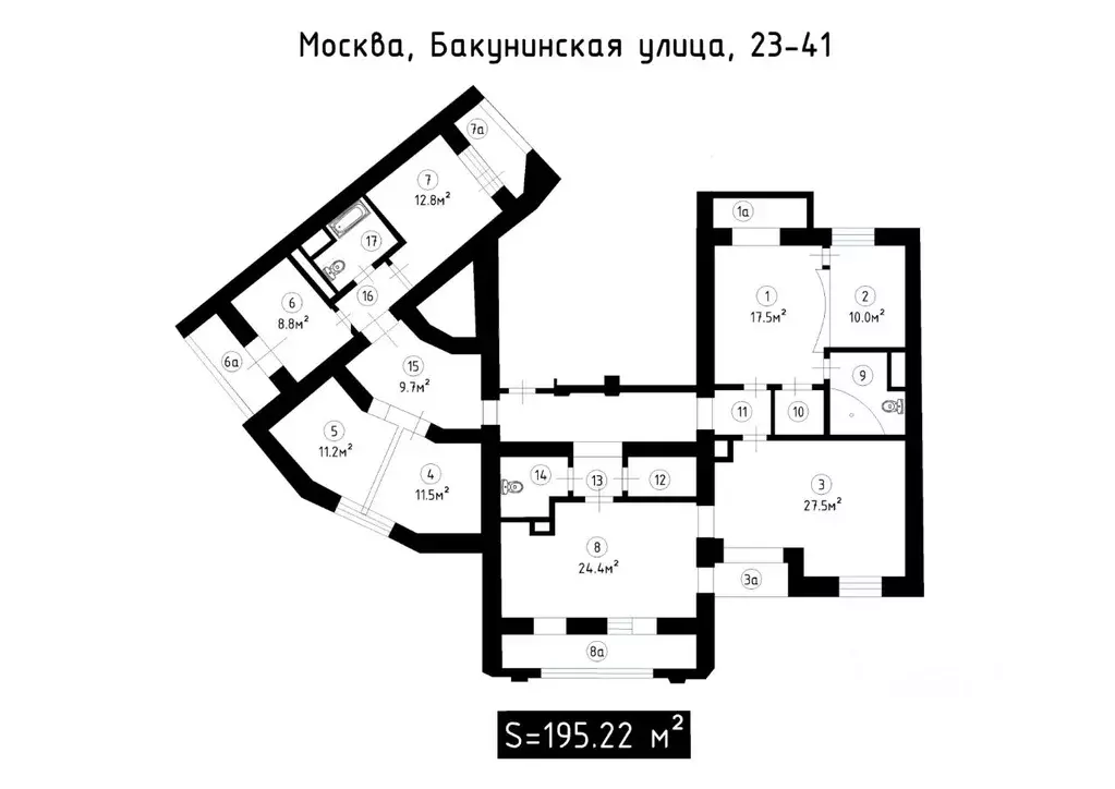 6-к кв. Москва Бакунинская ул., 23-41 (195.22 м) - Фото 1