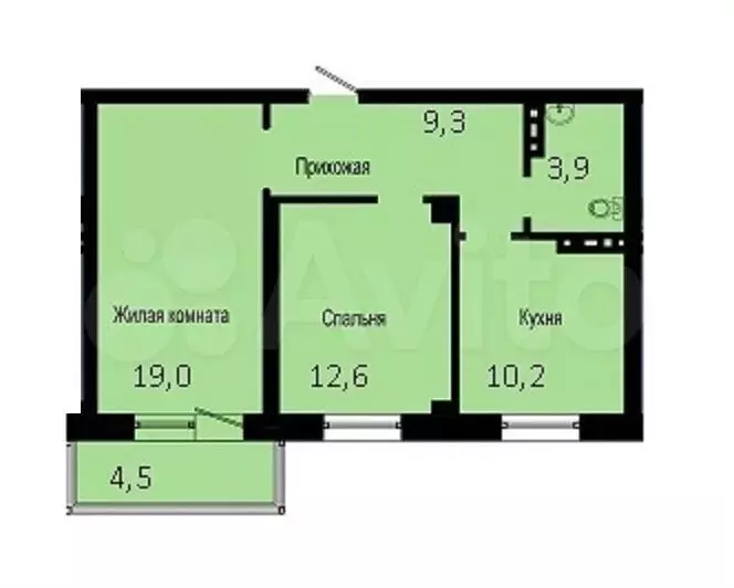 2-к. квартира, 56,1 м, 8/24 эт. - Фото 0