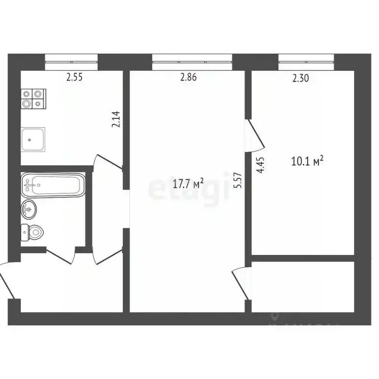 2-к кв. Ивановская область, Иваново ул. Комсомольская, 19 (42.2 м) - Фото 1