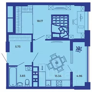 1-к кв. Брянская область, Брянск ул. Комарова, 47 (45.9 м) - Фото 1