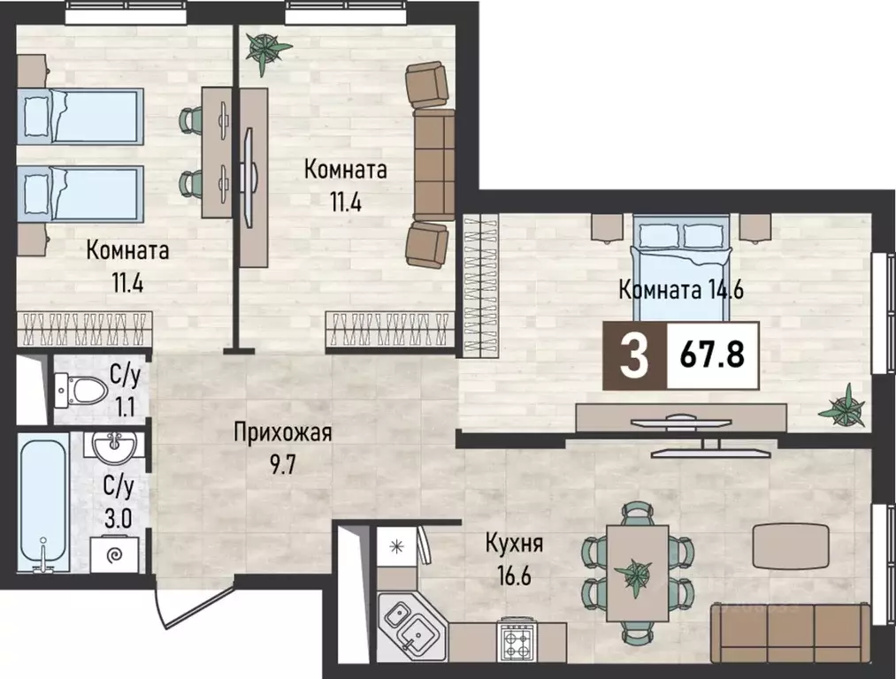 3-к кв. Ставропольский край, Железноводск городской округ, пос. ... - Фото 1