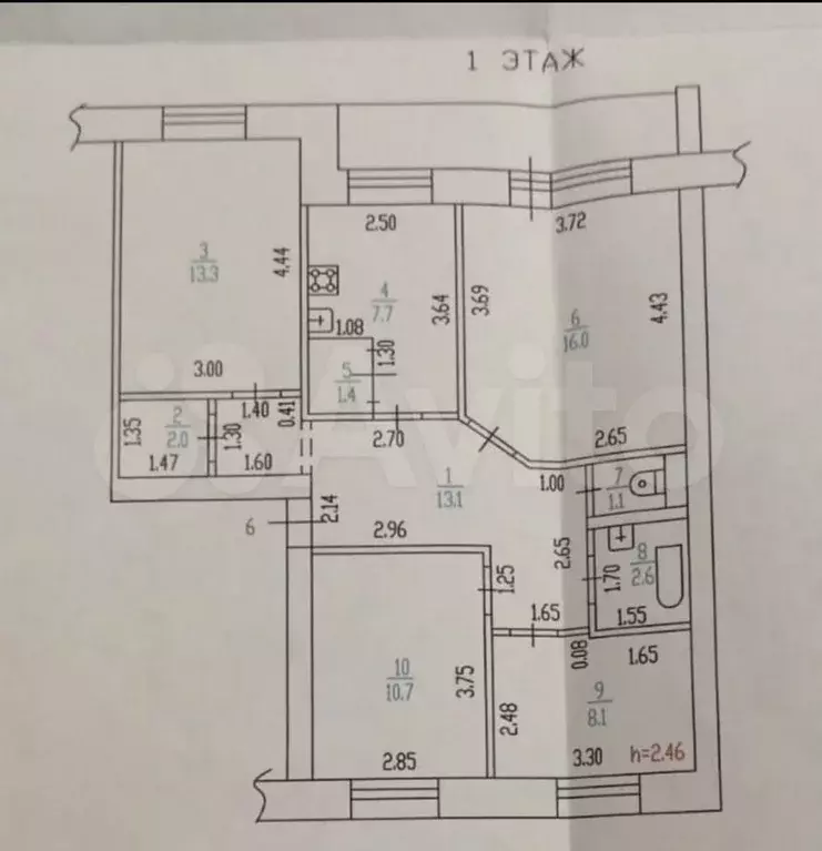 3-к. квартира, 76 м, 1/2 эт. - Фото 0