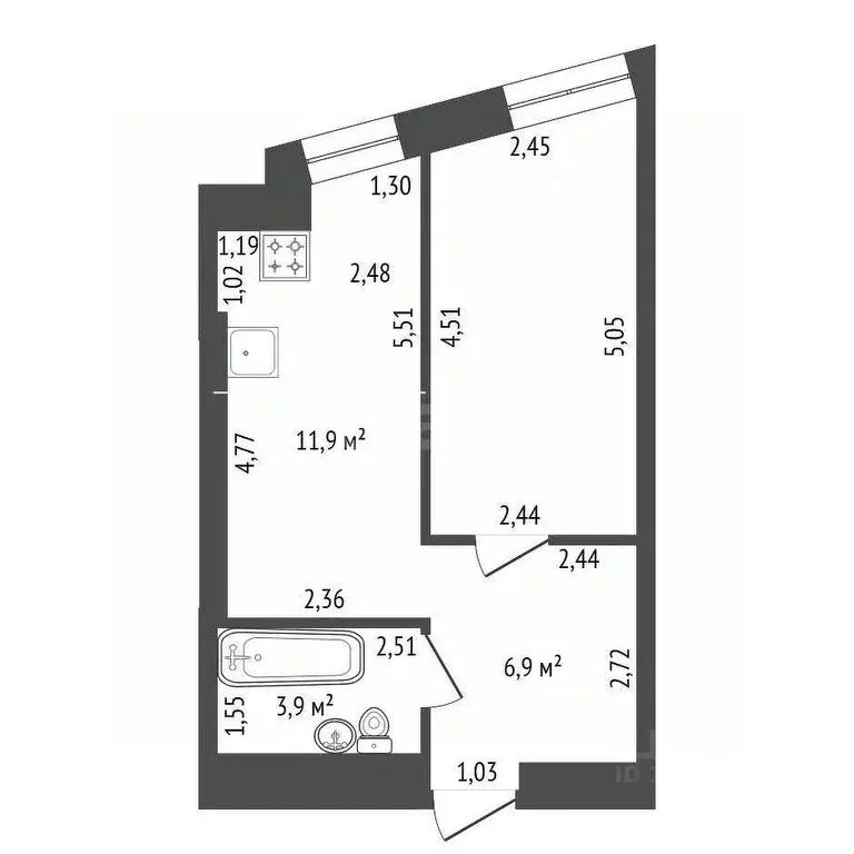 1-к кв. Башкортостан, Уфа ул. Бородинская, 9 (34.4 м) - Фото 1