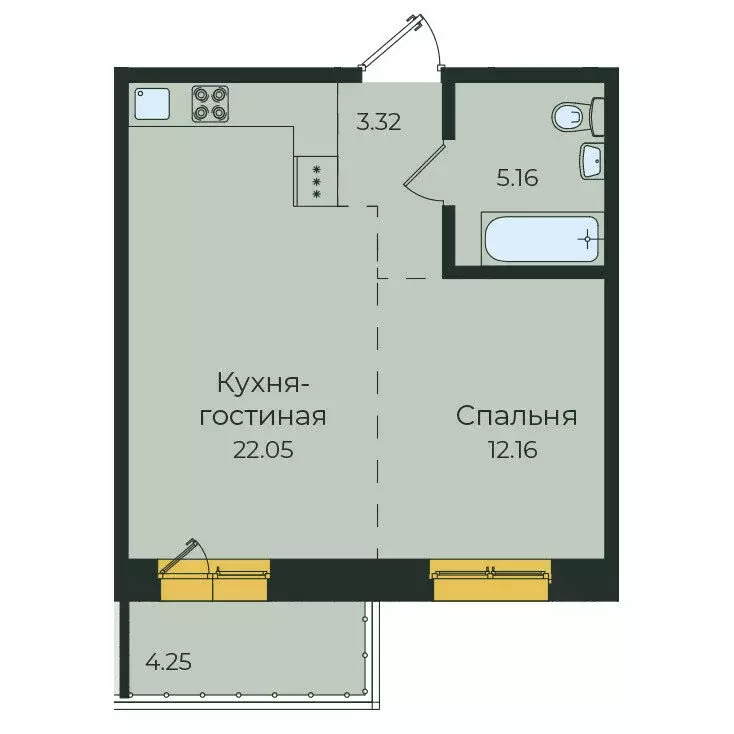 1-комнатная квартира: Иркутск, улица Пискунова, 132 (46.94 м) - Фото 1