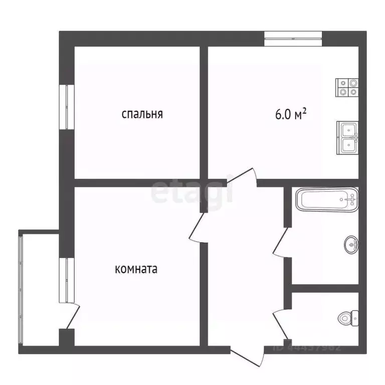 2-к кв. Челябинская область, Копейск ул. Жданова, 13 (40.9 м) - Фото 1