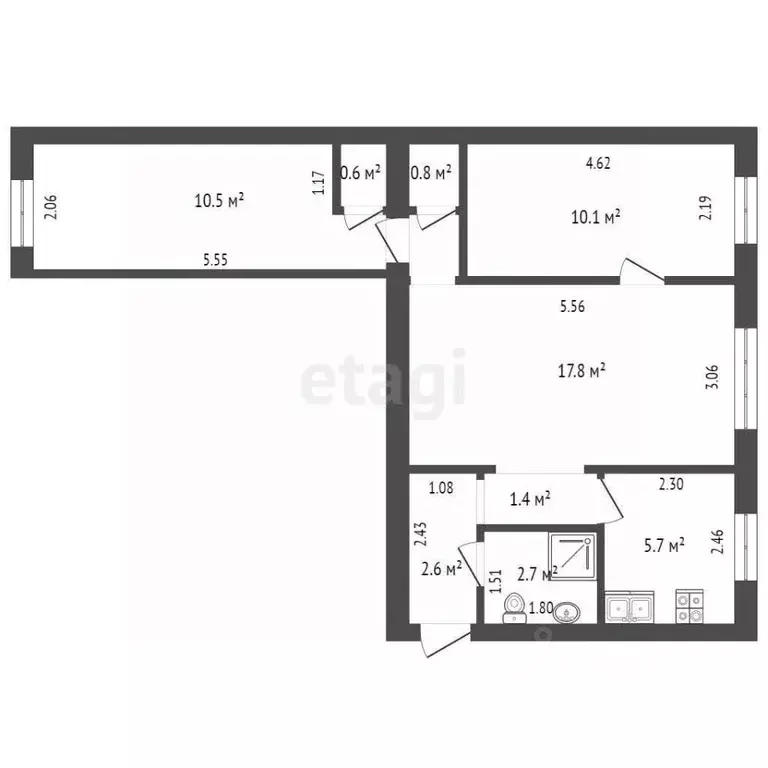 3-к кв. Ростовская область, Новошахтинск ул. 4-я Пятилетка, 45 (54.7 ... - Фото 2