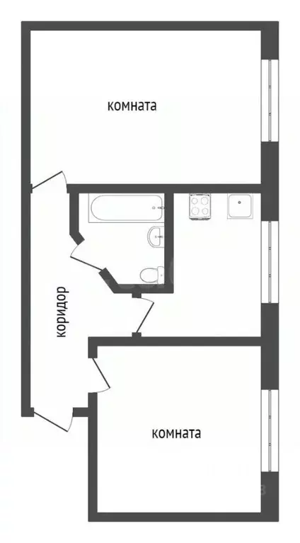 2-к кв. Ханты-Мансийский АО, Сургут Московская ул., 34 (39.8 м) - Фото 2